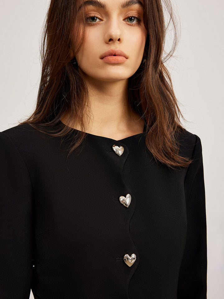 Kalp Düğmeli Normal Kesim Ceket