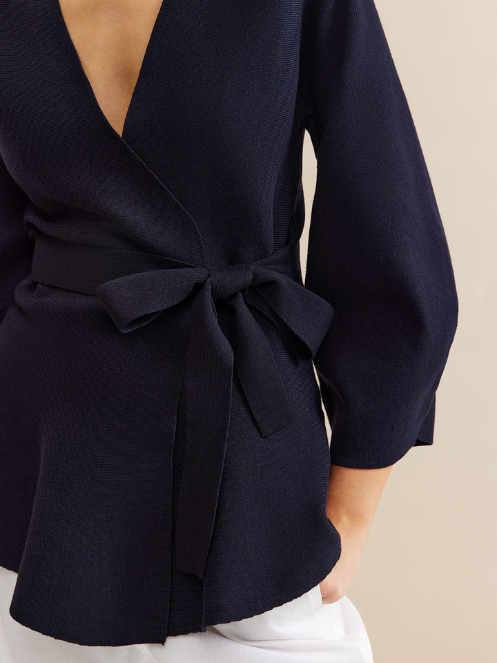 Minimalist Kemerli Sarma Kardigan