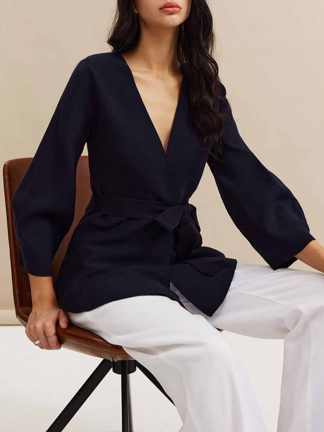 Minimalist Kemerli Sarma Kardigan