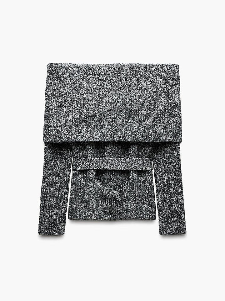 Omuzları Açık Kemerli Kazak