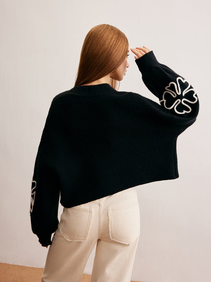 Örgü-Çiçekli Kısa Dış Giyim