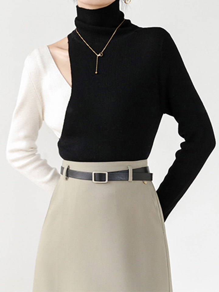 Renk Bloklu Kesikli Örgü Üst