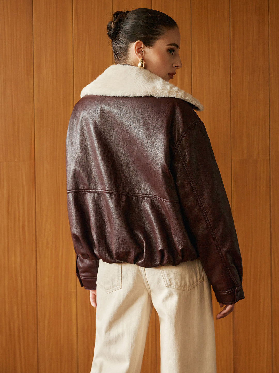 Polar Astarlı Suni Deri Fermuarlı Kaban