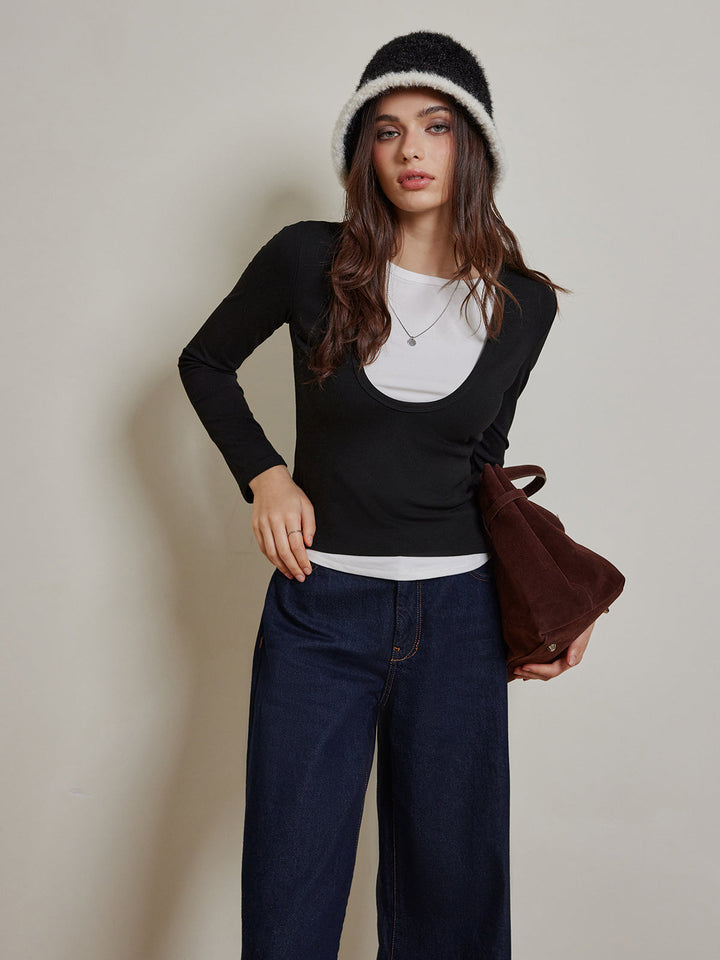 2'Si 1 Arada Renk Bloklu Jersey Üst