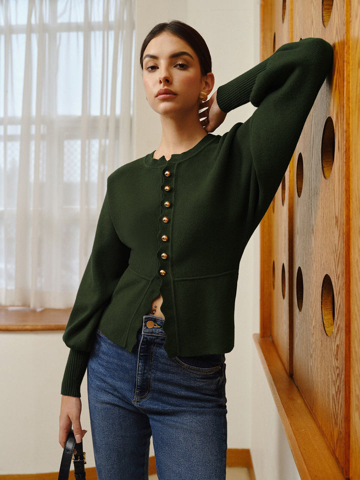 Bacaklı Koyun Kol Dalgalı Kesim Örgü Üst