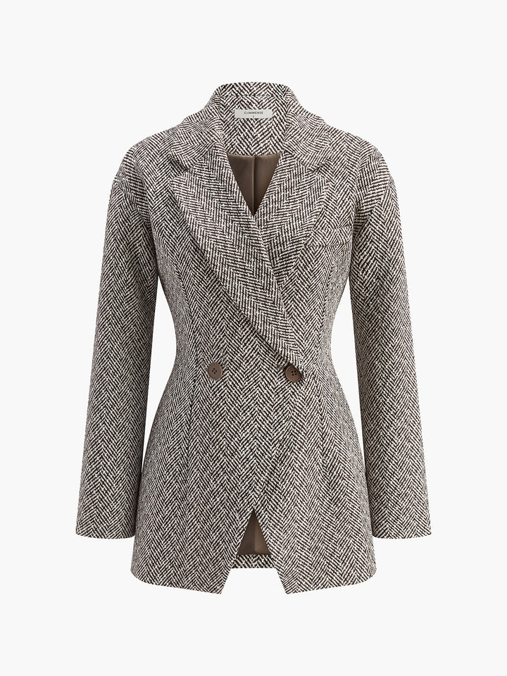 Chevron Yakalı Büzgülü Blazer