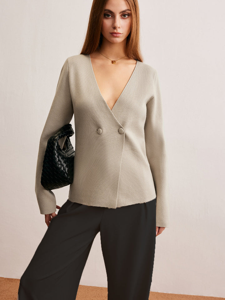 Şık V Yaka Fit Hırka