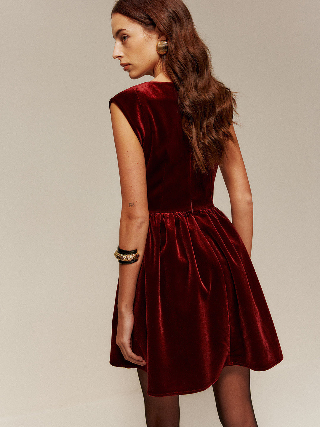 Kadife Pliseli Tank Kısa Elbise