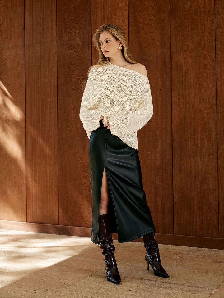 Asimetrik Yakalı Shift Kazak