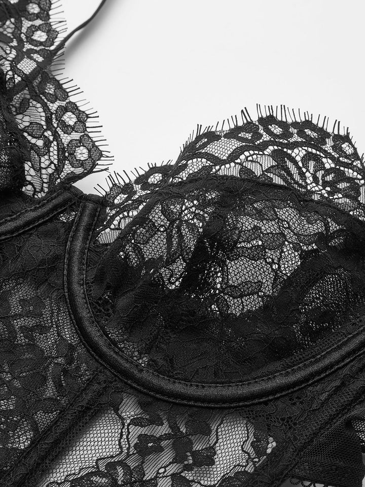 Şeffaf Dantel Kısa Korse