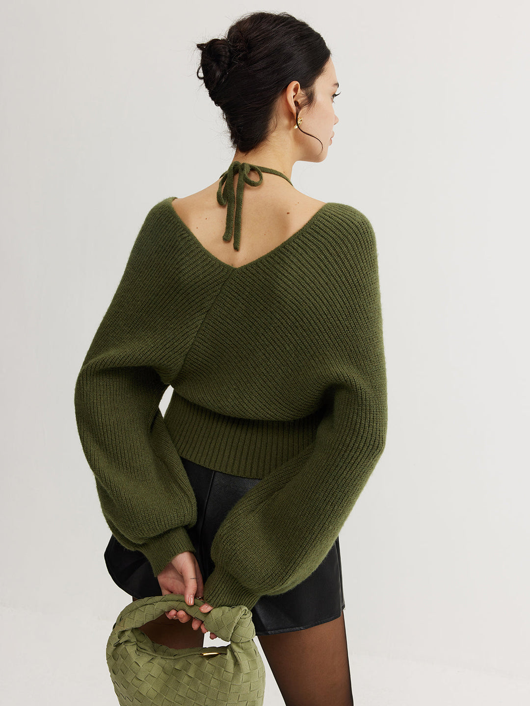 2'Si 1 Arada Yarasa Kollu Halter Örgü Üst