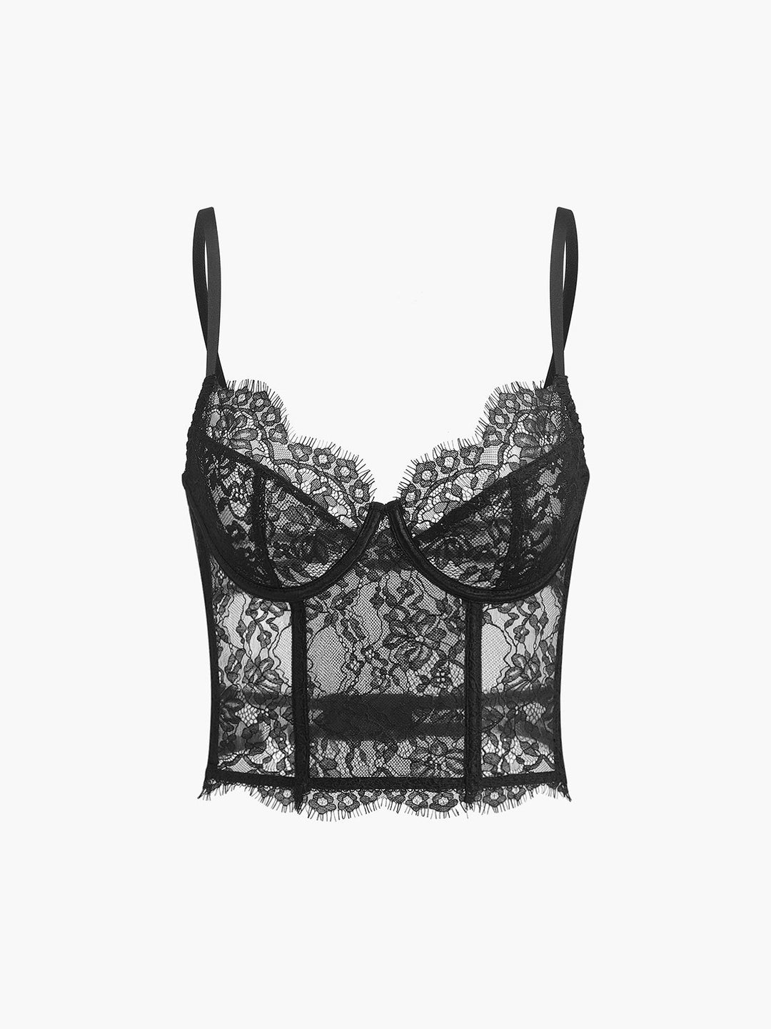 Şeffaf Dantel Kısa Korse