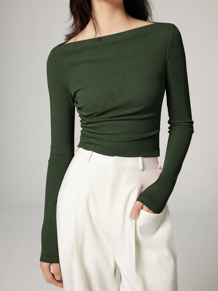 Düz Yaka Şeffaf Panel Jersey Üst