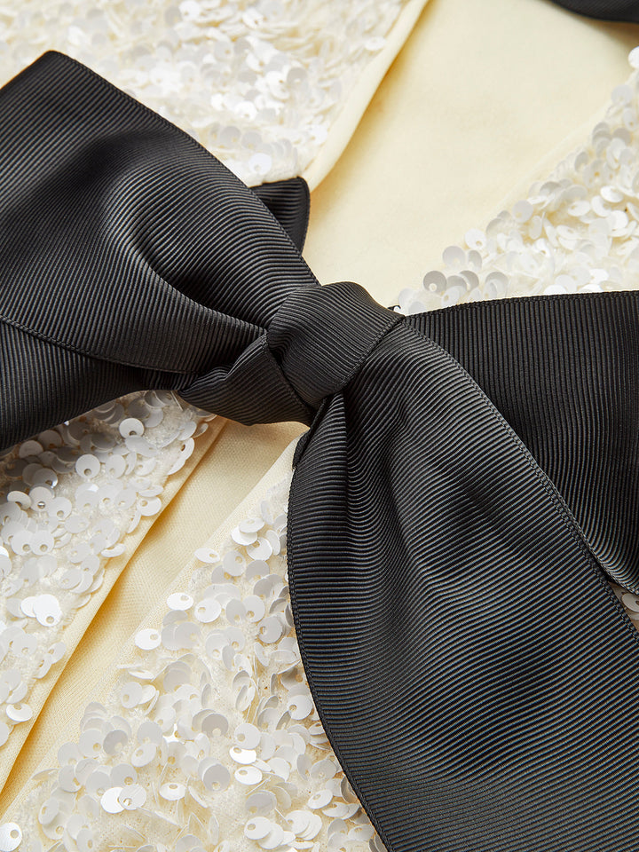 Payetli Kadife Fiyonk Dekor Ceket