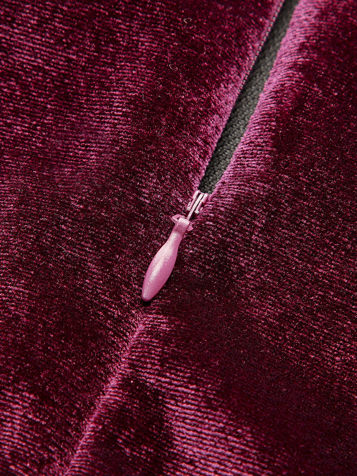 Kadife Fermuarlı İnce Tank Elbise