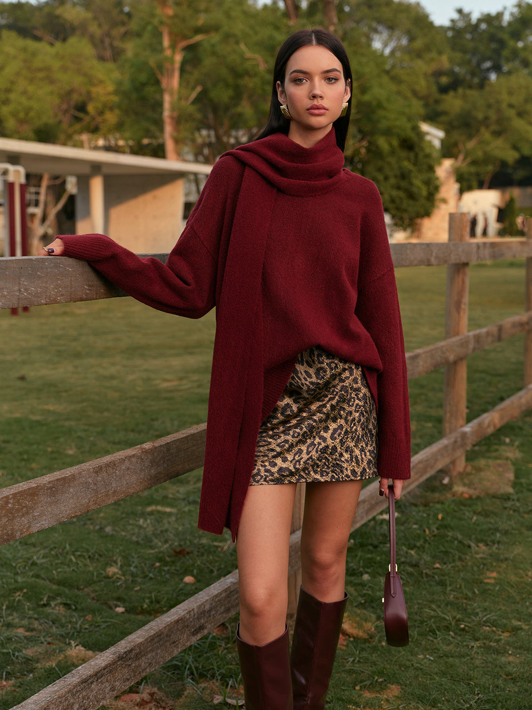 Düz Shift Kazak Ve Eşleşen Atkı