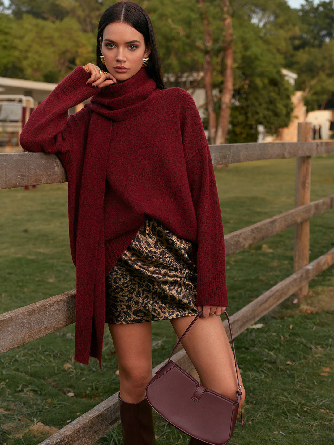 Düz Shift Kazak Ve Eşleşen Atkı