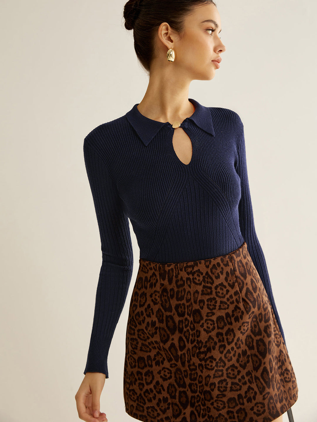 Kaburgalı Anahtar Deliği Yaka Polo Kazak