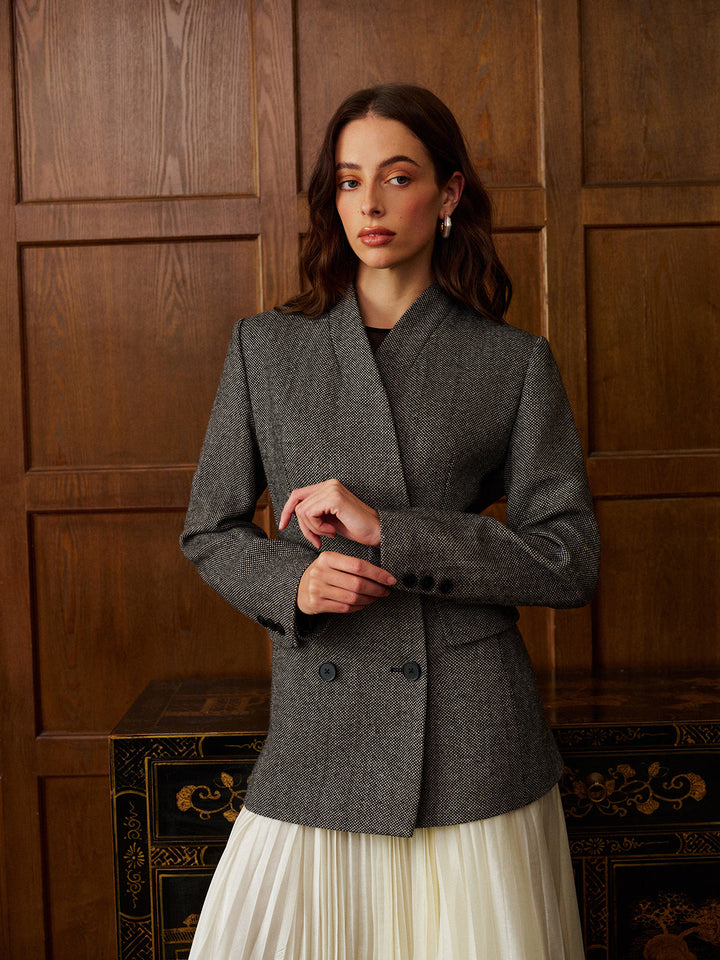 Yün Karışımlı Polka Dot Slim Blazer