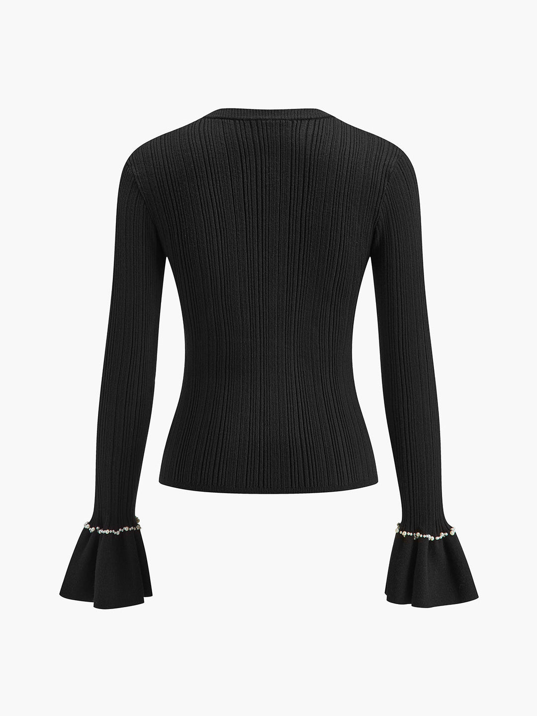 Boncuklu Dekorlu Volanlı Örgü Üst