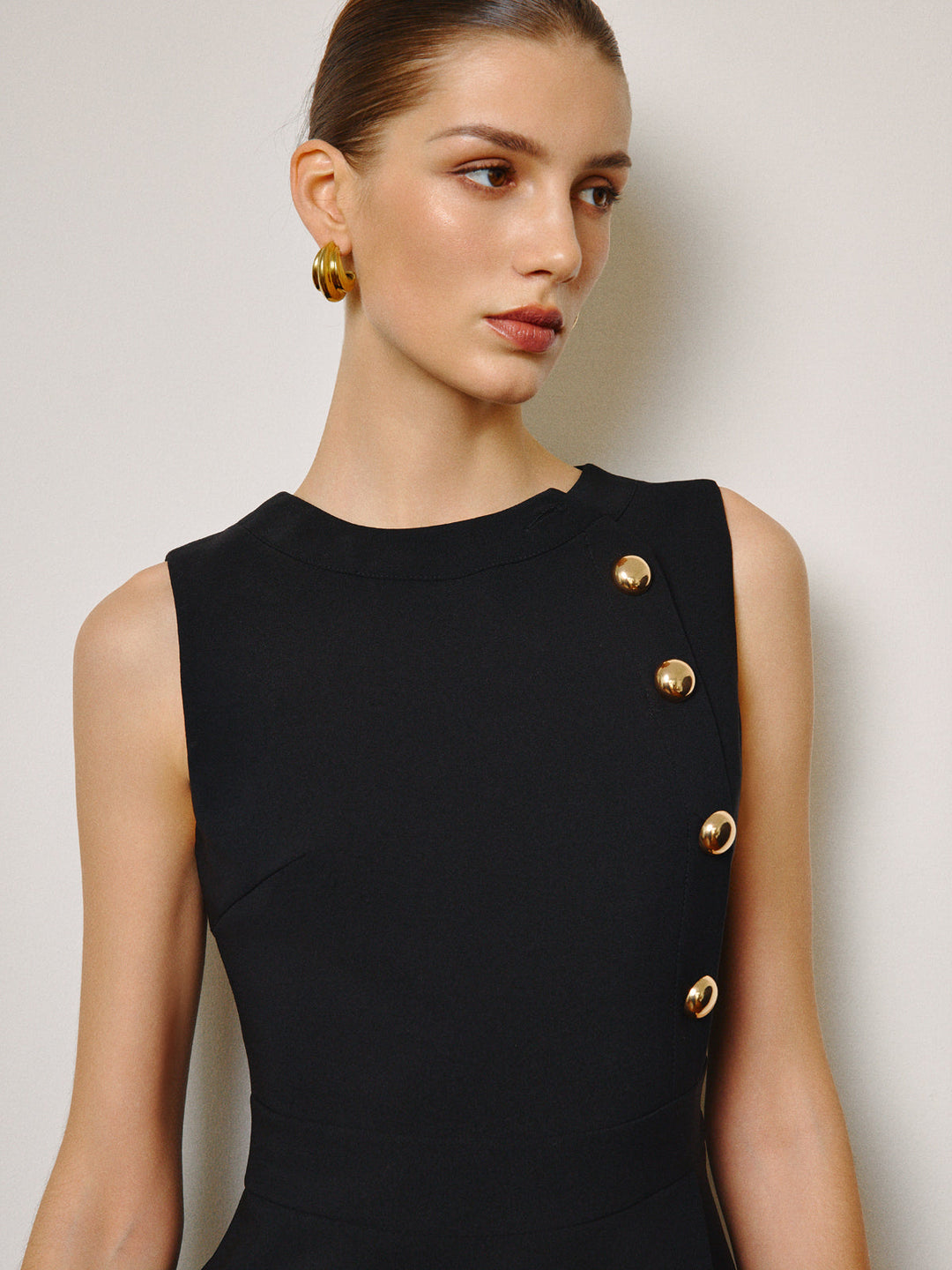 Dantel Etekli Metal Detaylı Tank Elbise