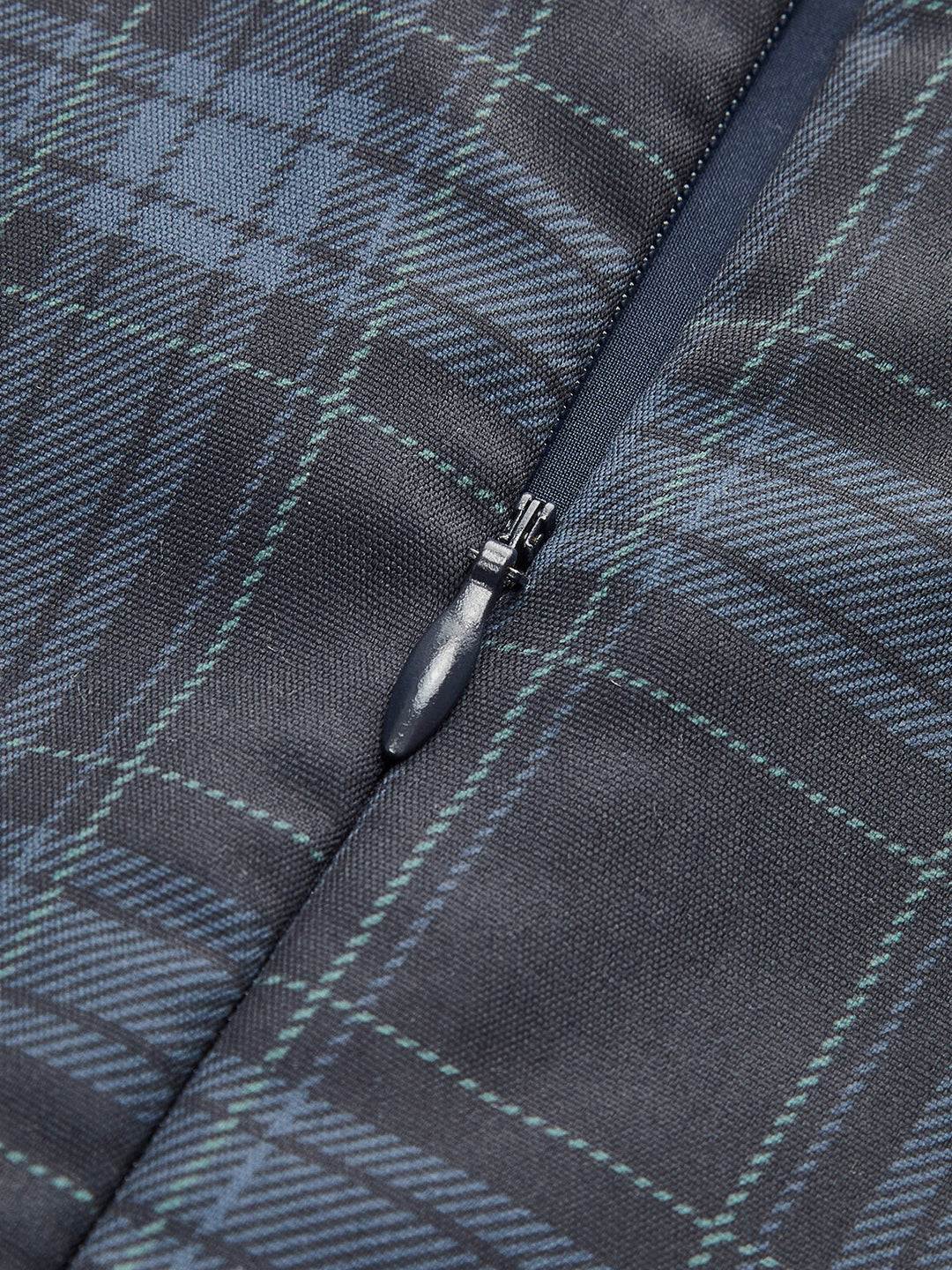 Kareli Plise Fermuarlı Tank Elbise