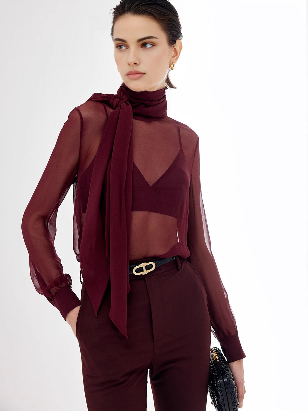 Şeffaf Fiyonk Şifon Bluz