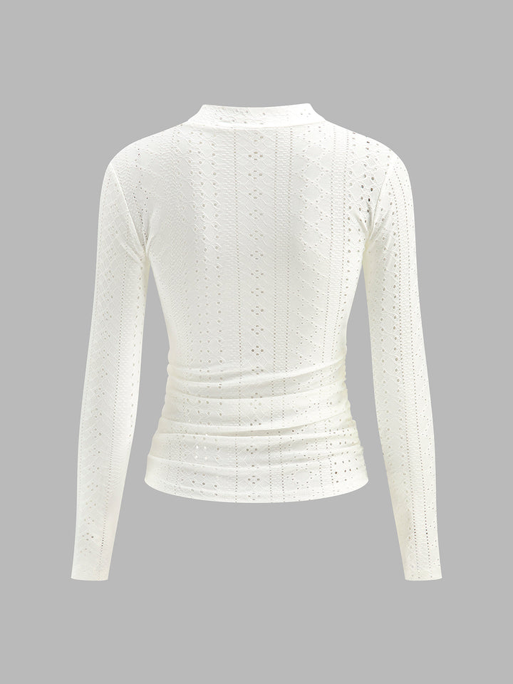 Yarı Şeffaf Dik Yaka Yan Pileli Dar Üst