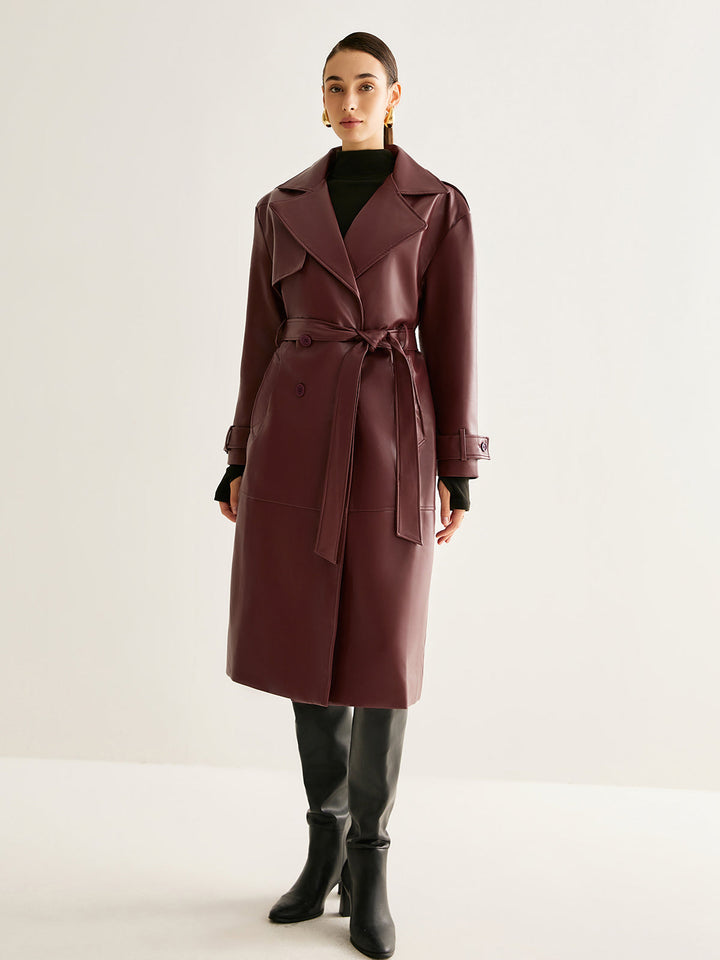 Rüzgar Geçirmez Pu Deri Uzun Ceket