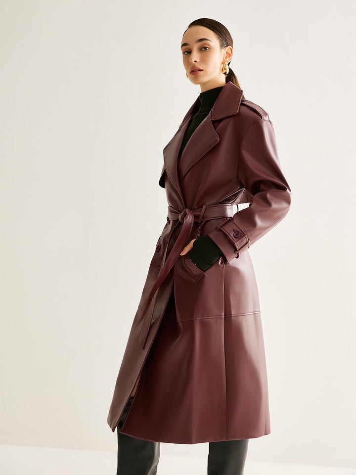 Rüzgar Geçirmez Pu Deri Uzun Ceket