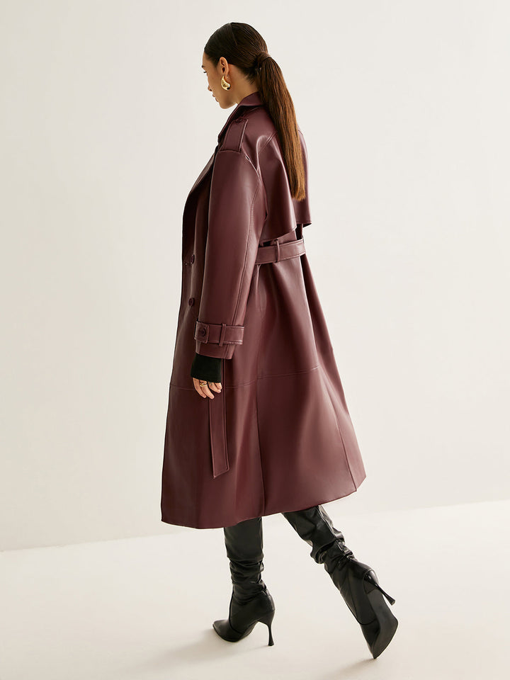 Rüzgar Geçirmez Pu Deri Uzun Ceket