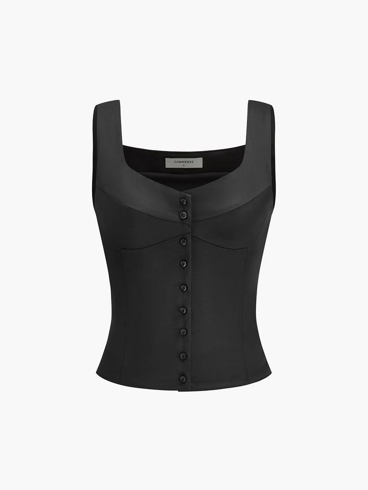 Günlük Düğmeli Ön Askılı Üst