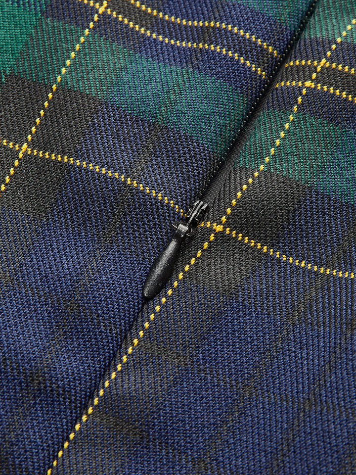 Kemersiz Kareli Pliseli Tank Elbise