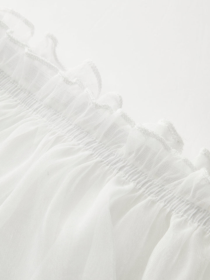 Yarı Şeffaf Degrade Çiçekli Omuzdan Askılı Şifon Üst