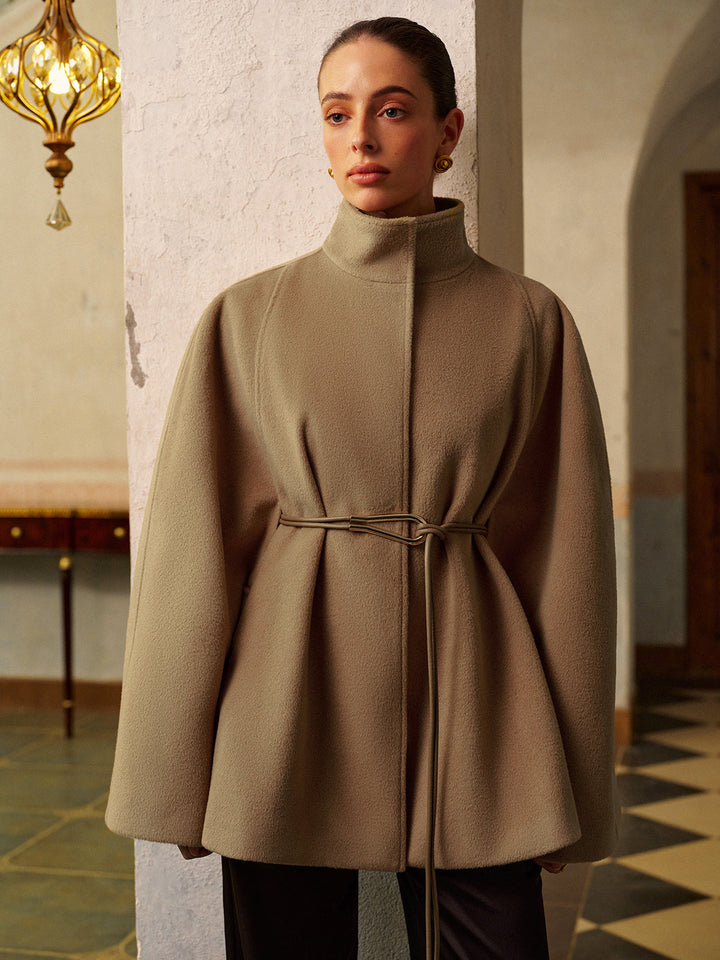 Stand Yaka Lariat-Kemerli Sıcak Pelerin