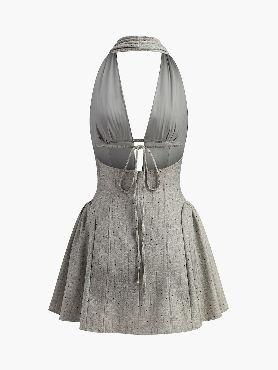 Sırt Bağlamalı Askılı Pileli Elbise