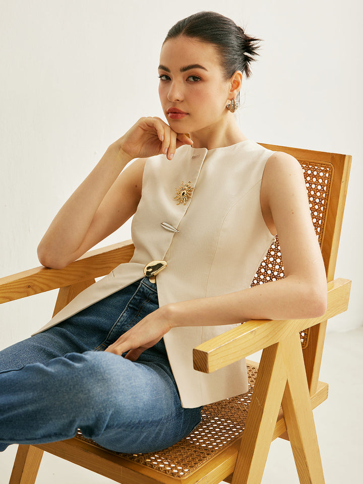 Metal Detay Yırtık Yelek