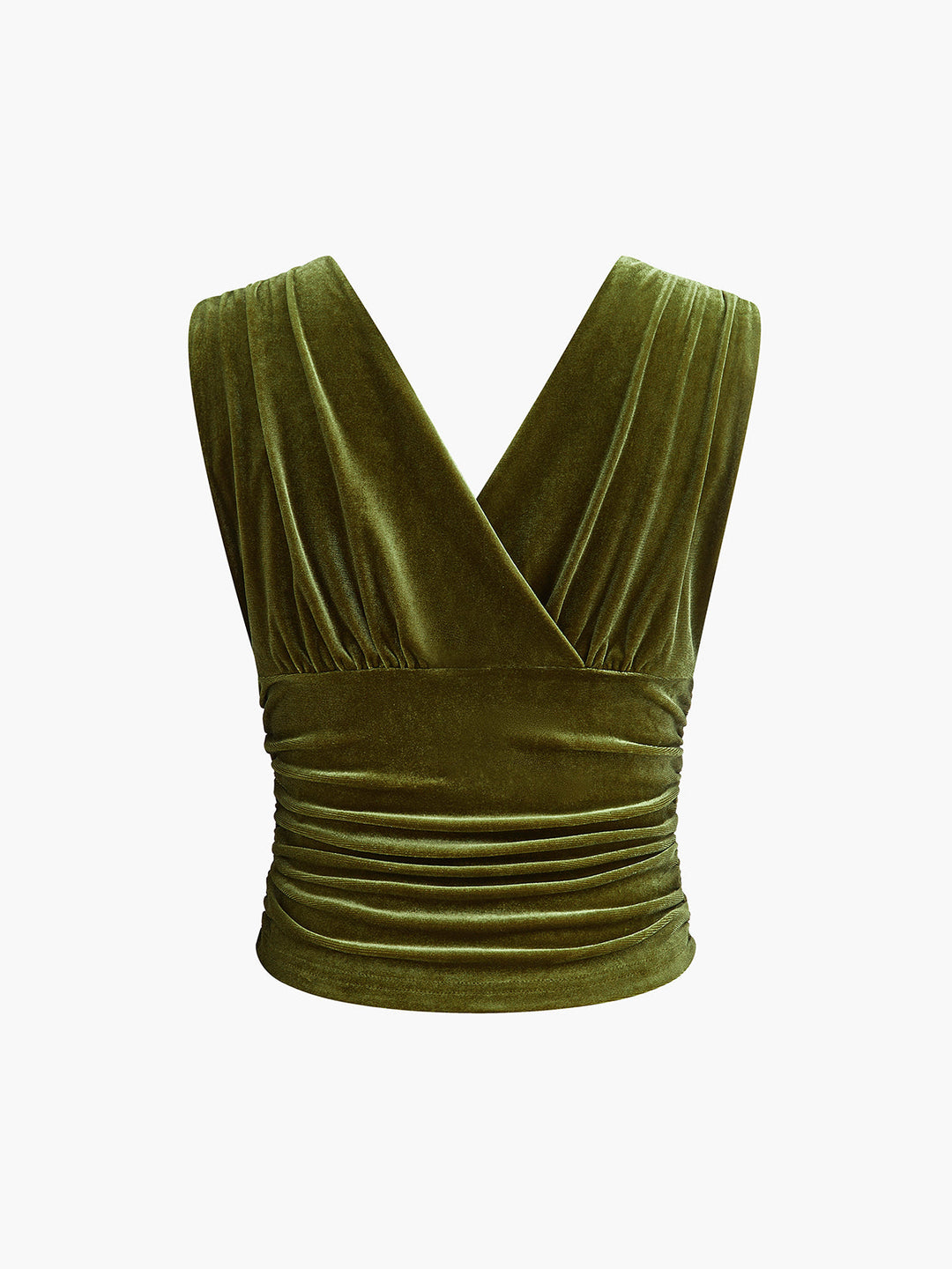 Kadife Pileli Belden Bağlamalı Kısa Tank Top