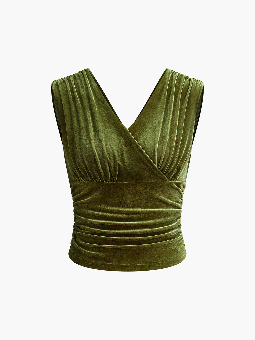 Kadife Pileli Belden Bağlamalı Kısa Tank Top