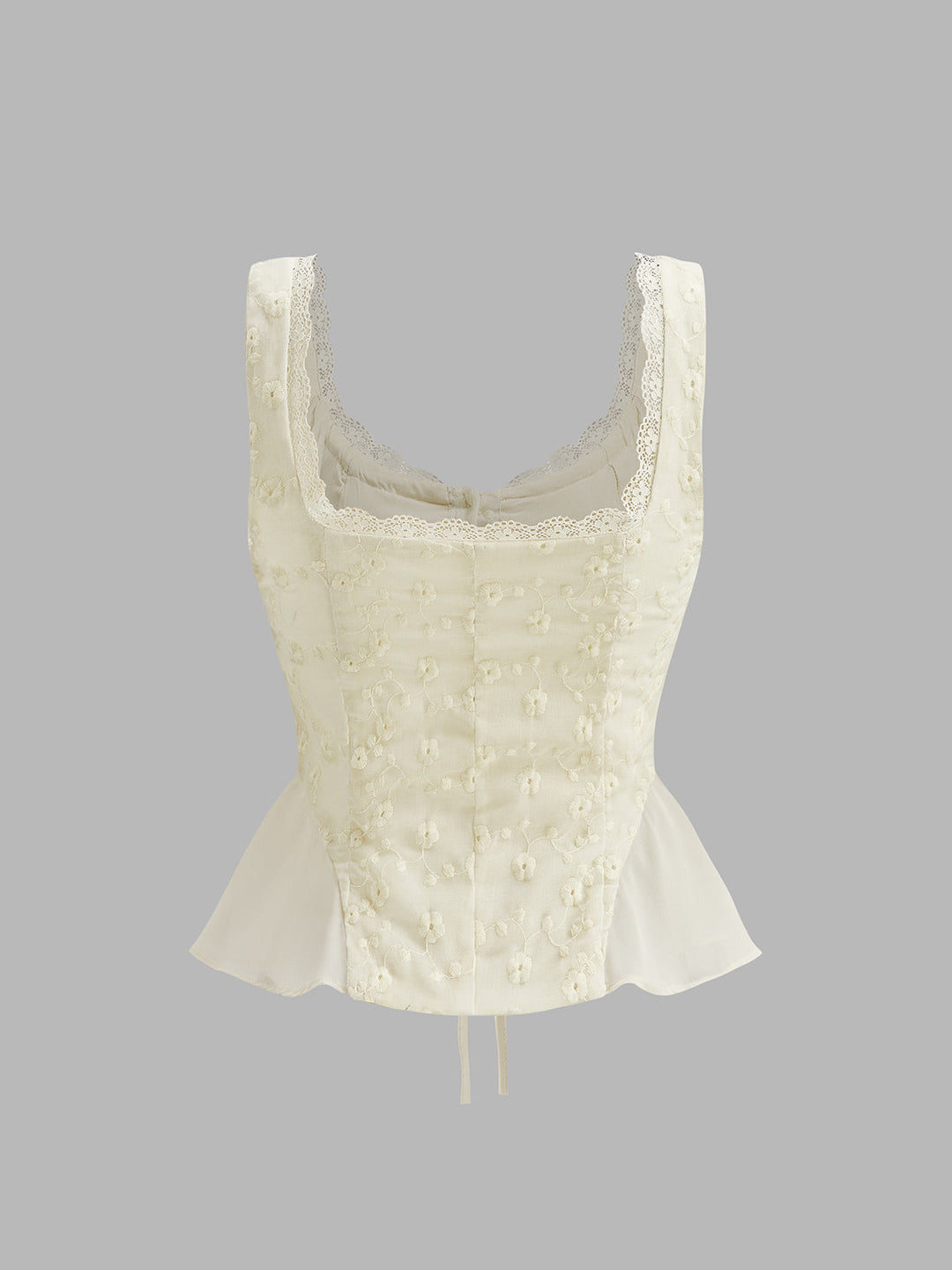 Dantel Kenarlı Kıvrımlı Çiçekli Peplum Üst