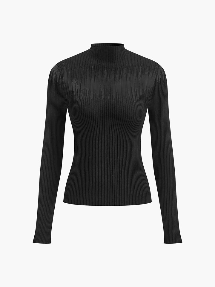 Balıkçı Yaka Şeffaf Panel Örgü Üst