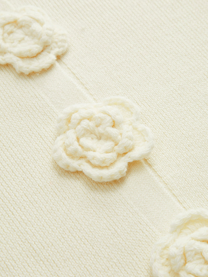 3D Çiçekli Marul Kenarlı Hırka