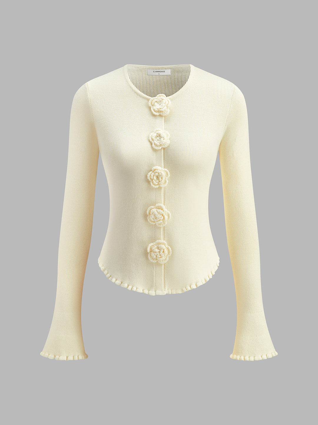 3D Çiçekli Marul Kenarlı Hırka