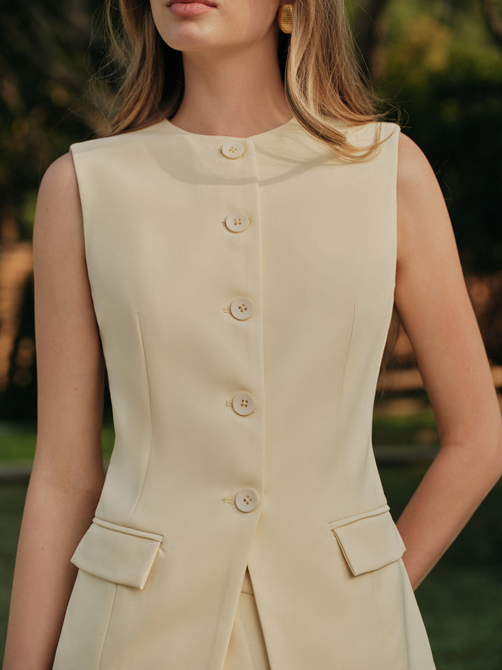Şık Düğmeli Yırtmaçlı Yelek