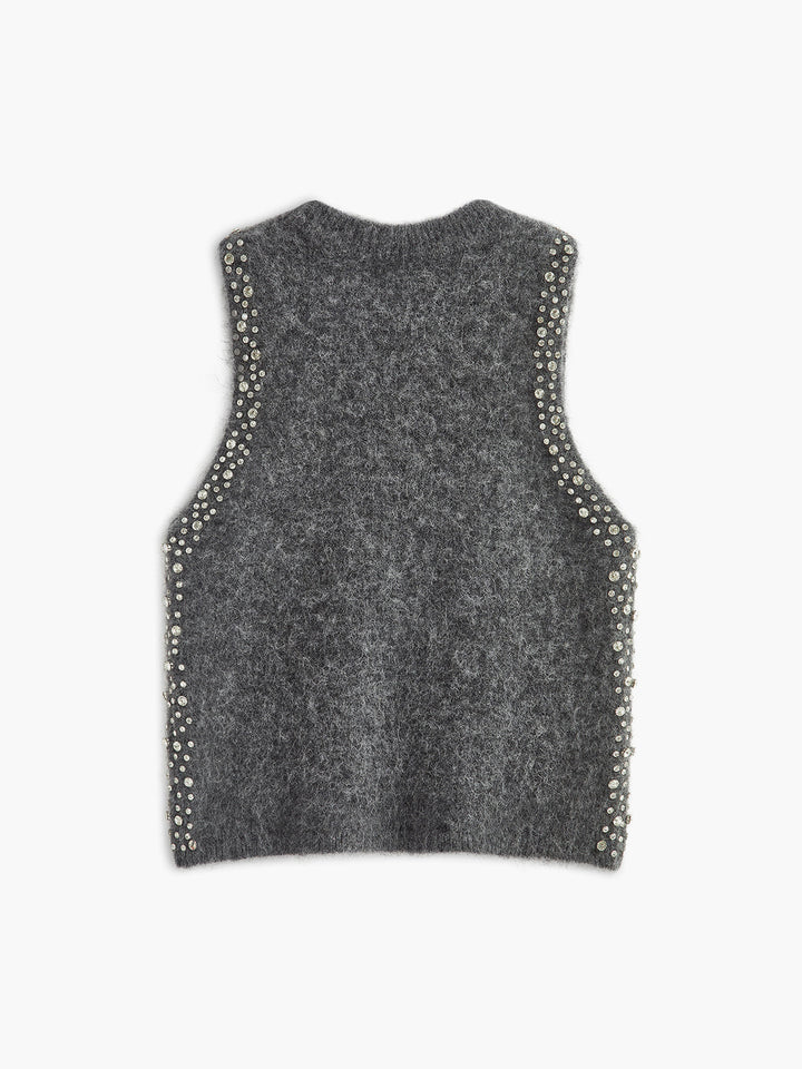 Yün Karışımlı Boncuklu Kazak Yelek