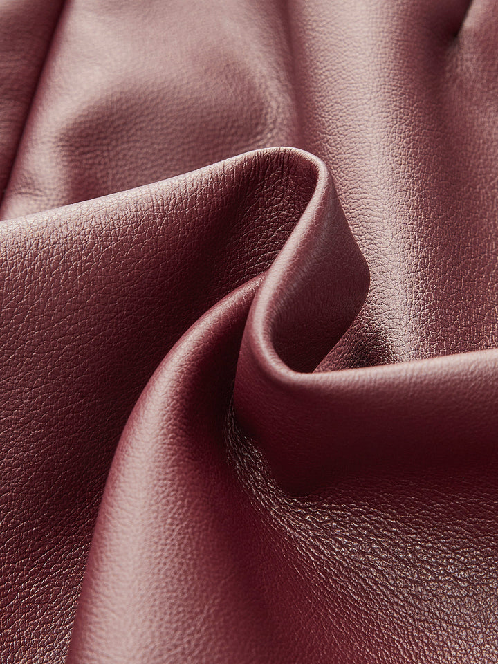 Anahtar Deliği Yaka Pileli Pu Deri İnce Elbise