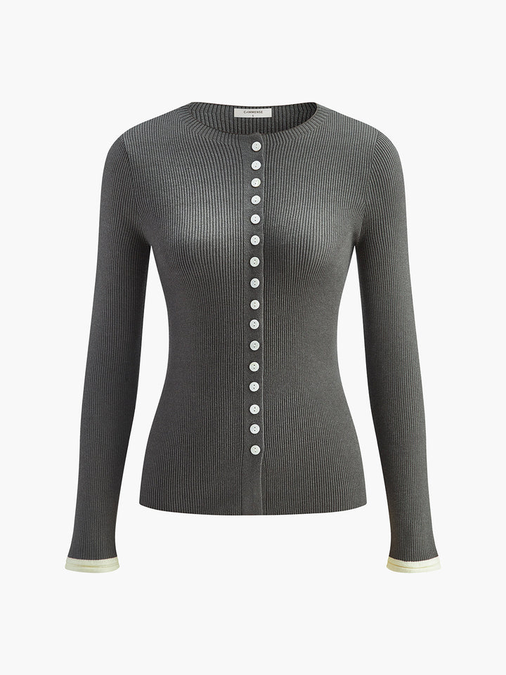 Düz Düğmeli Örgü Hırka