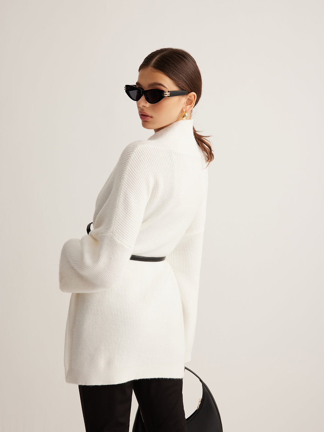 Minimalist Yivli Kemerli Hırka