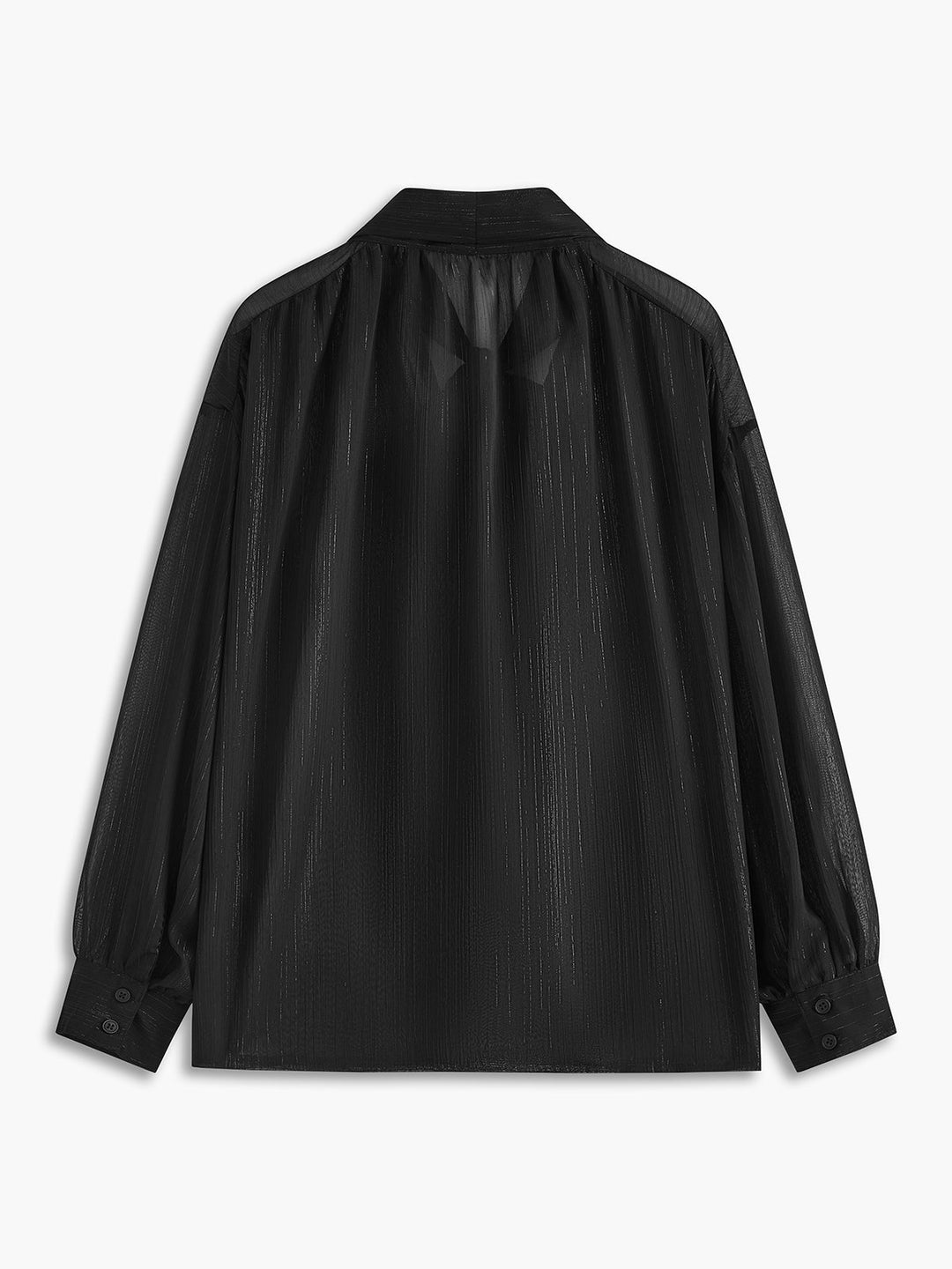 Yarı Şeffaf Bağcıklı Şifon Bluz