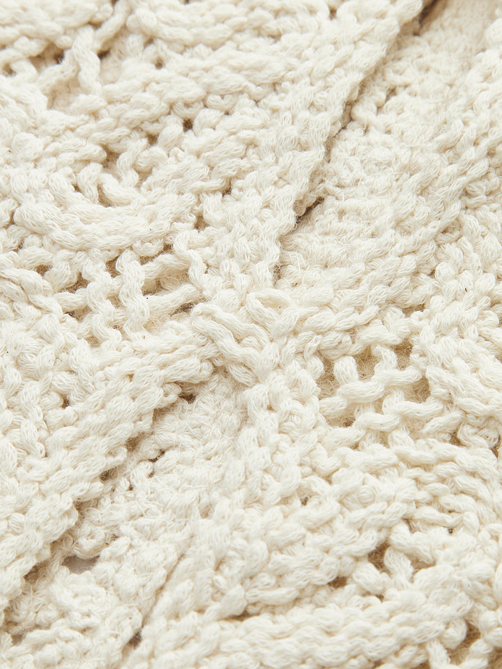 Çiçekli Tığ İşi Hollow Out Kazak Yelek